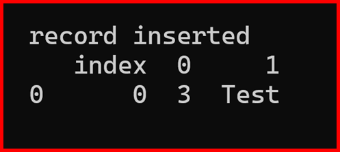 Picture showing the output of to_sql function in pandas